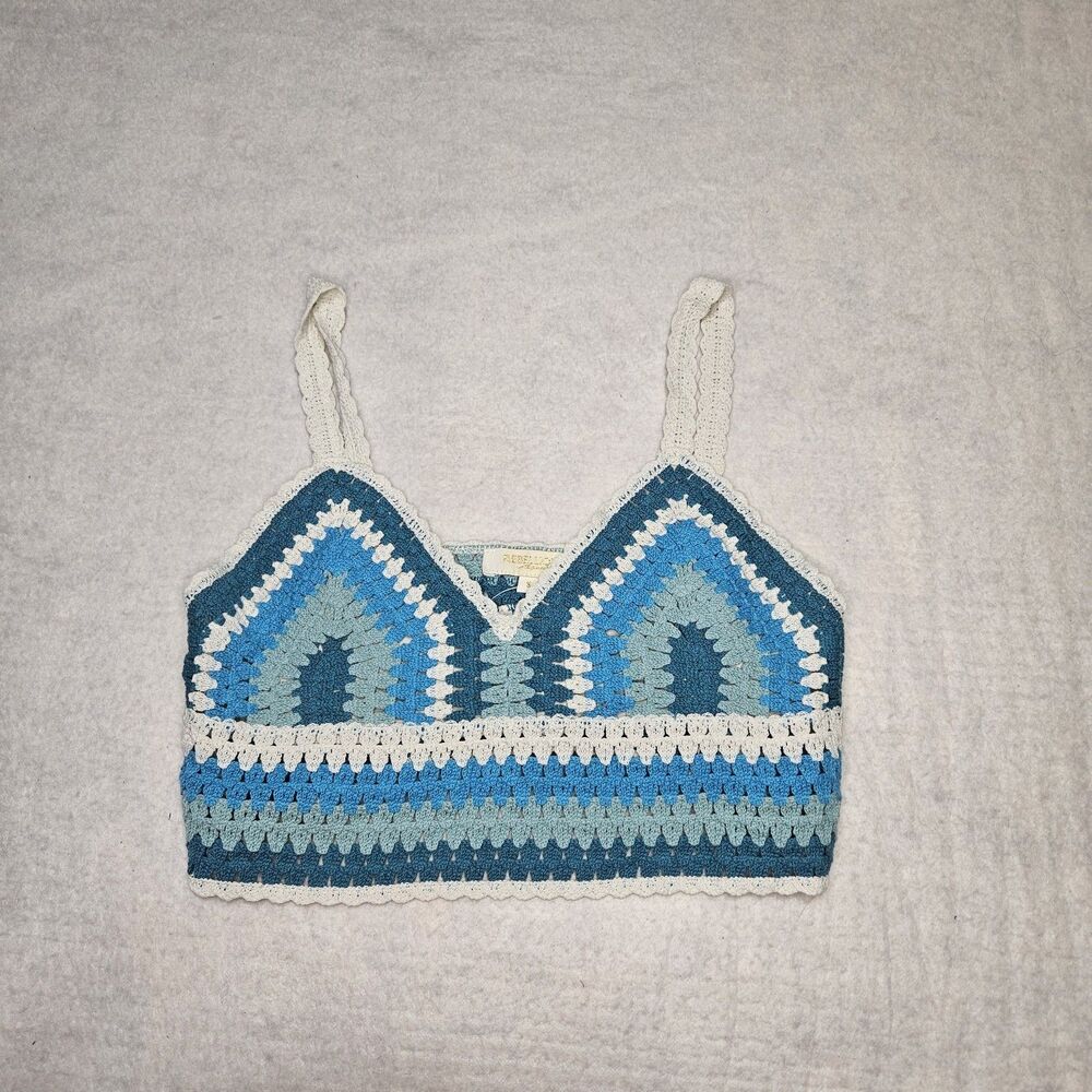 Women's Rebellion Again Crocheted Halter Top Boho Festival  Hippie Size Small
